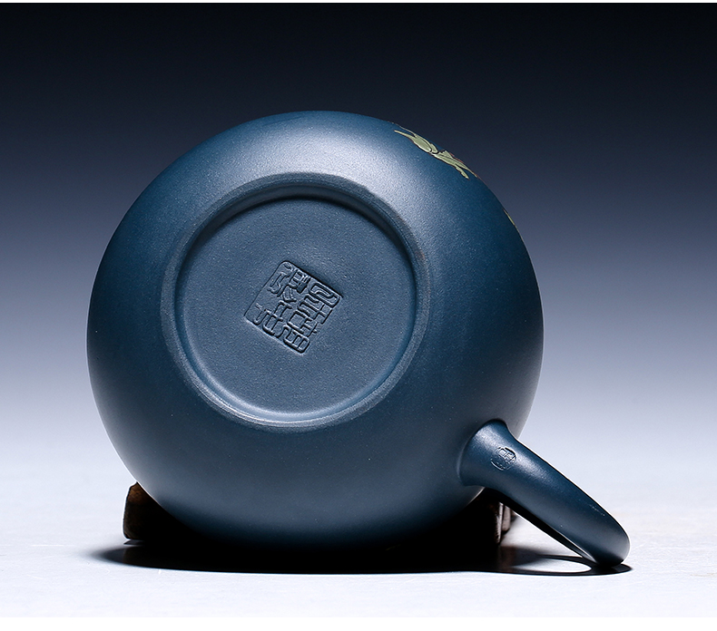 純手工紫砂壺，小巧琺瑯印花紫砂壺